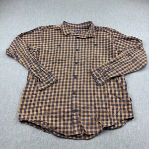 Patagonia Shirt Mens XL Blue Orange Check Organic Cotton Long Sleeve Button Up